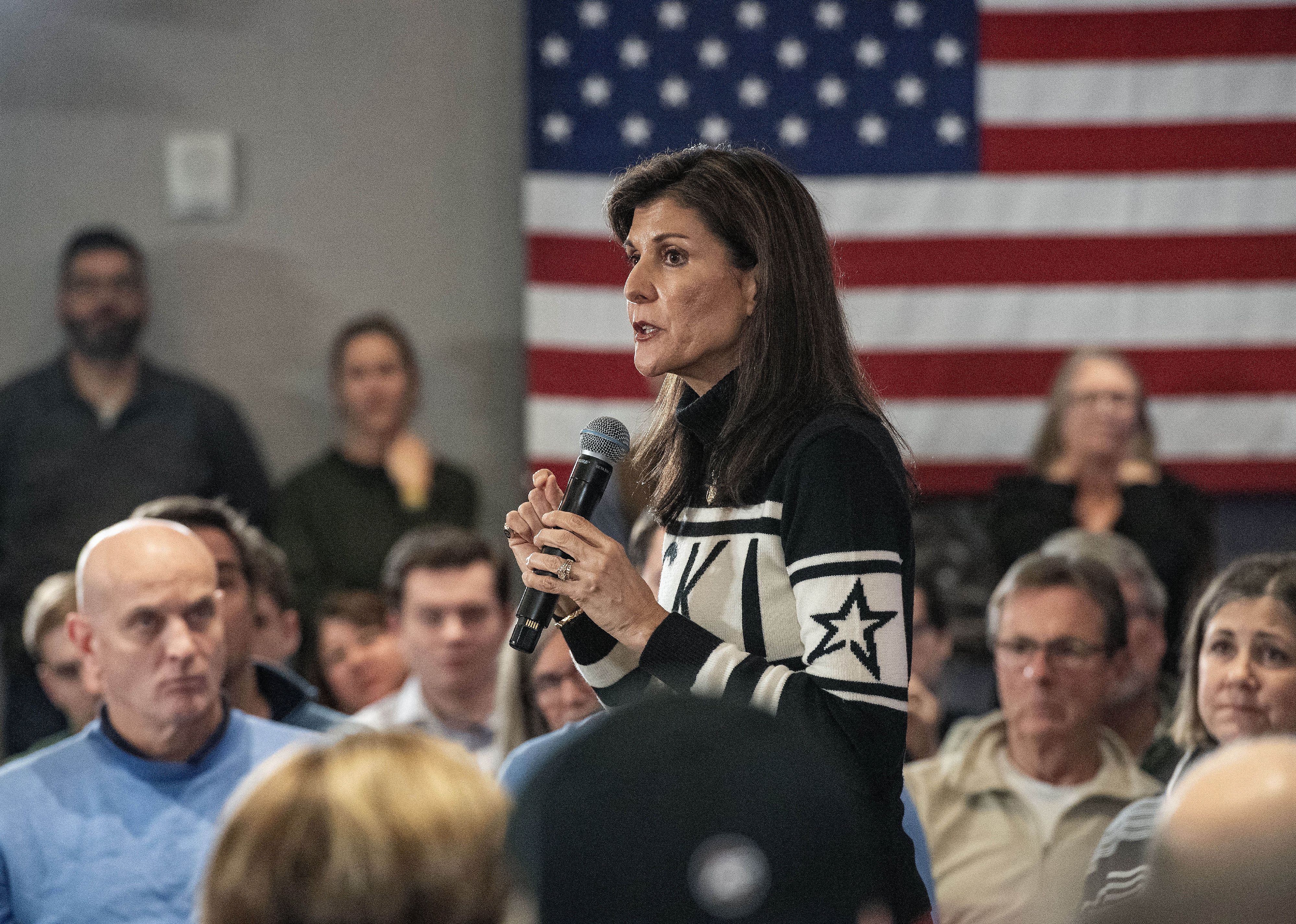 Nikki Haley speaks at a campaign town hall event.