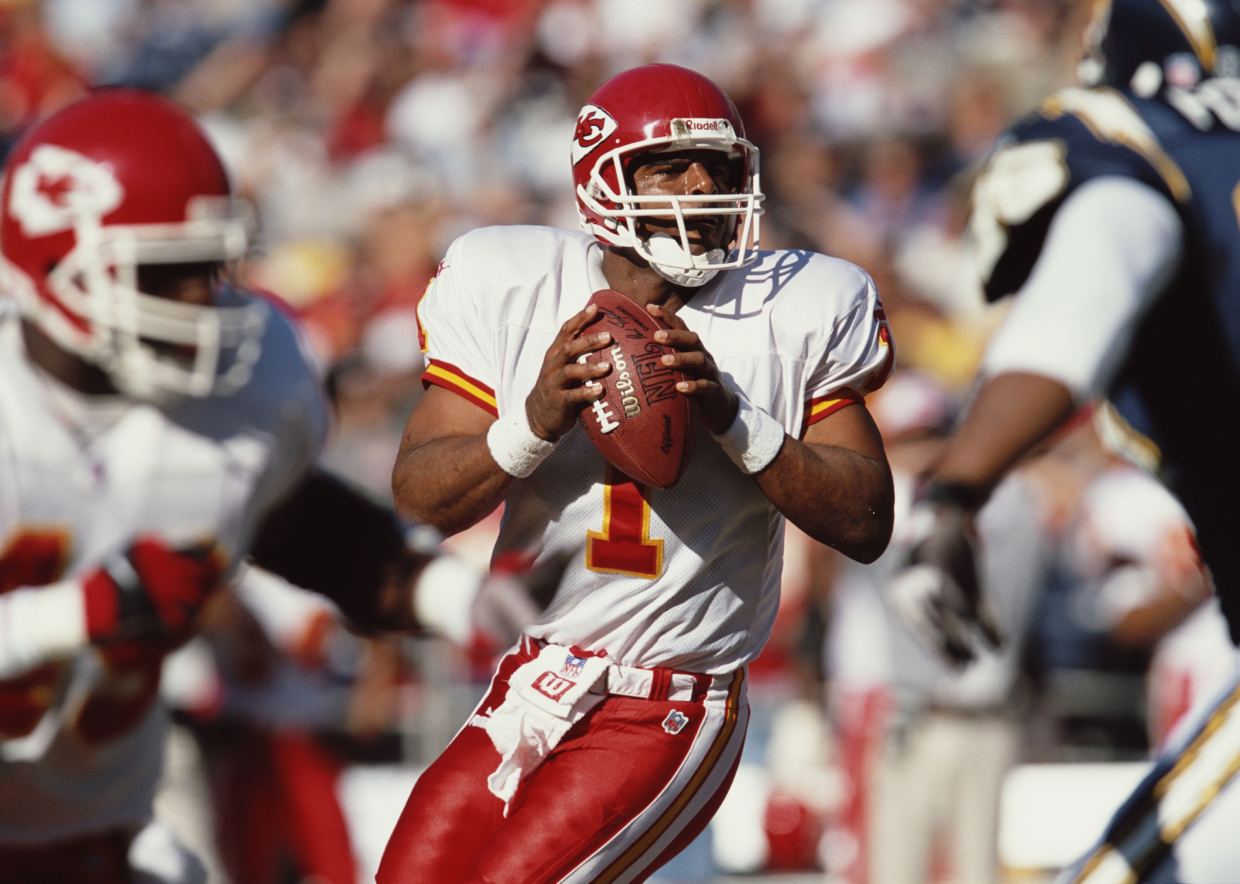 Warren Moon with the ball during a game