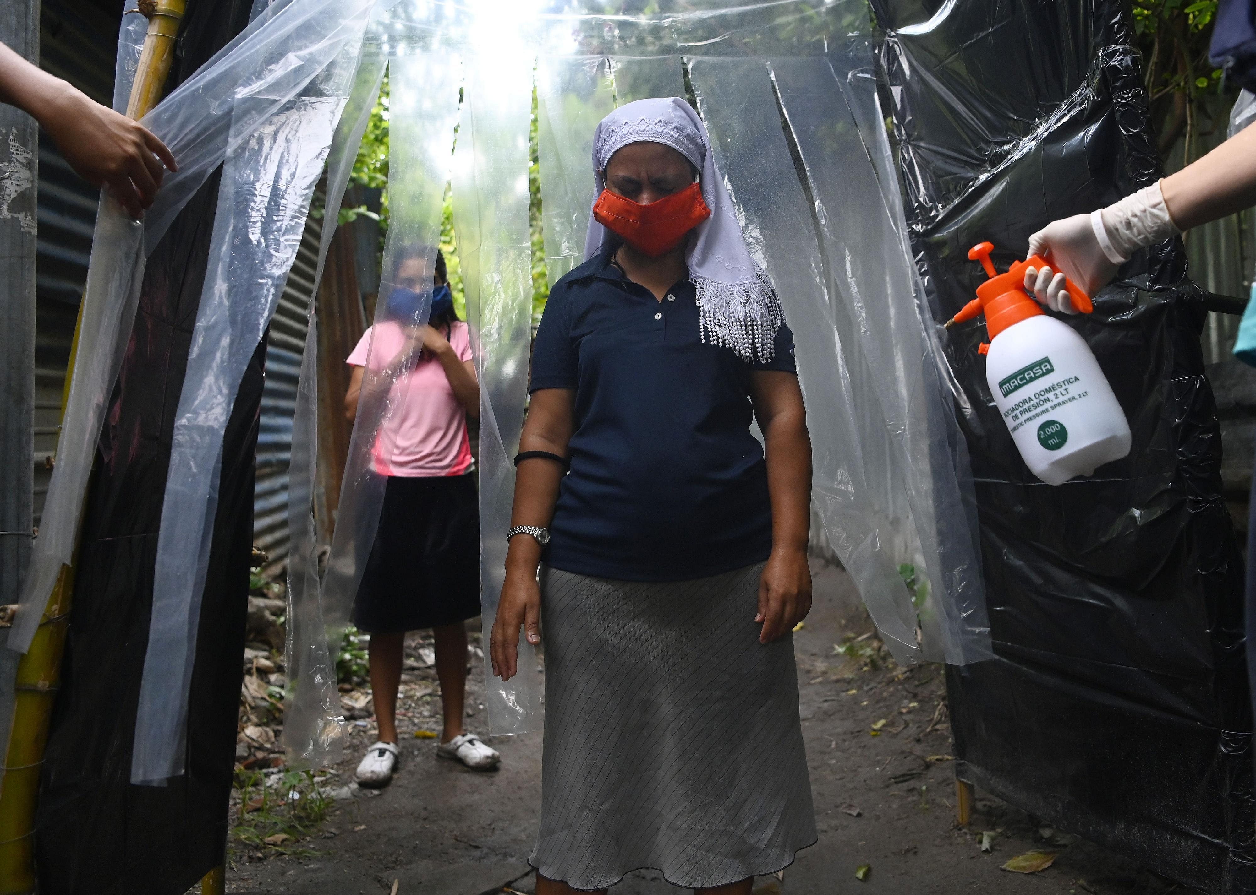 Disinfection upon entrance in El Salvador