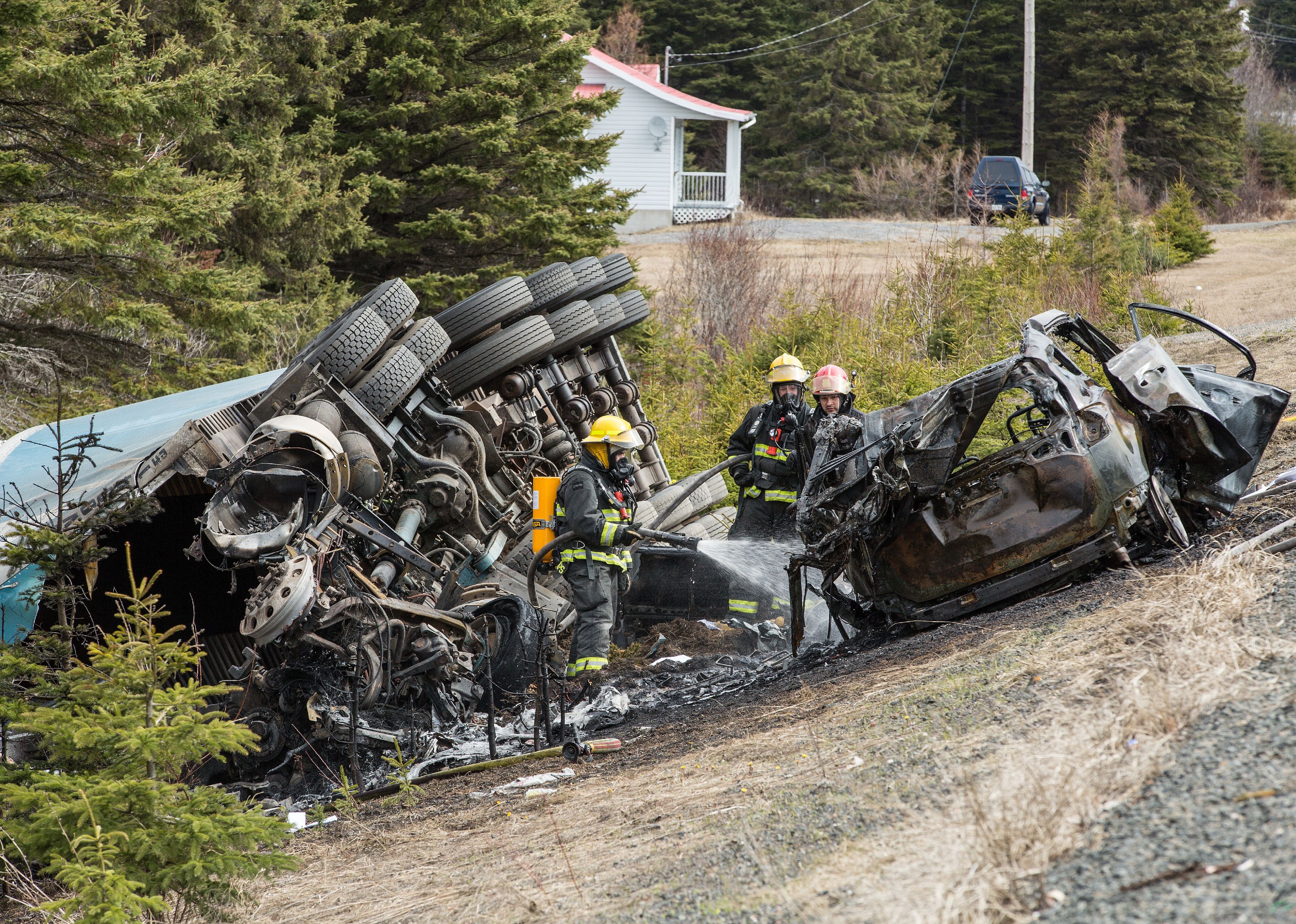 Car crash burned after collision
