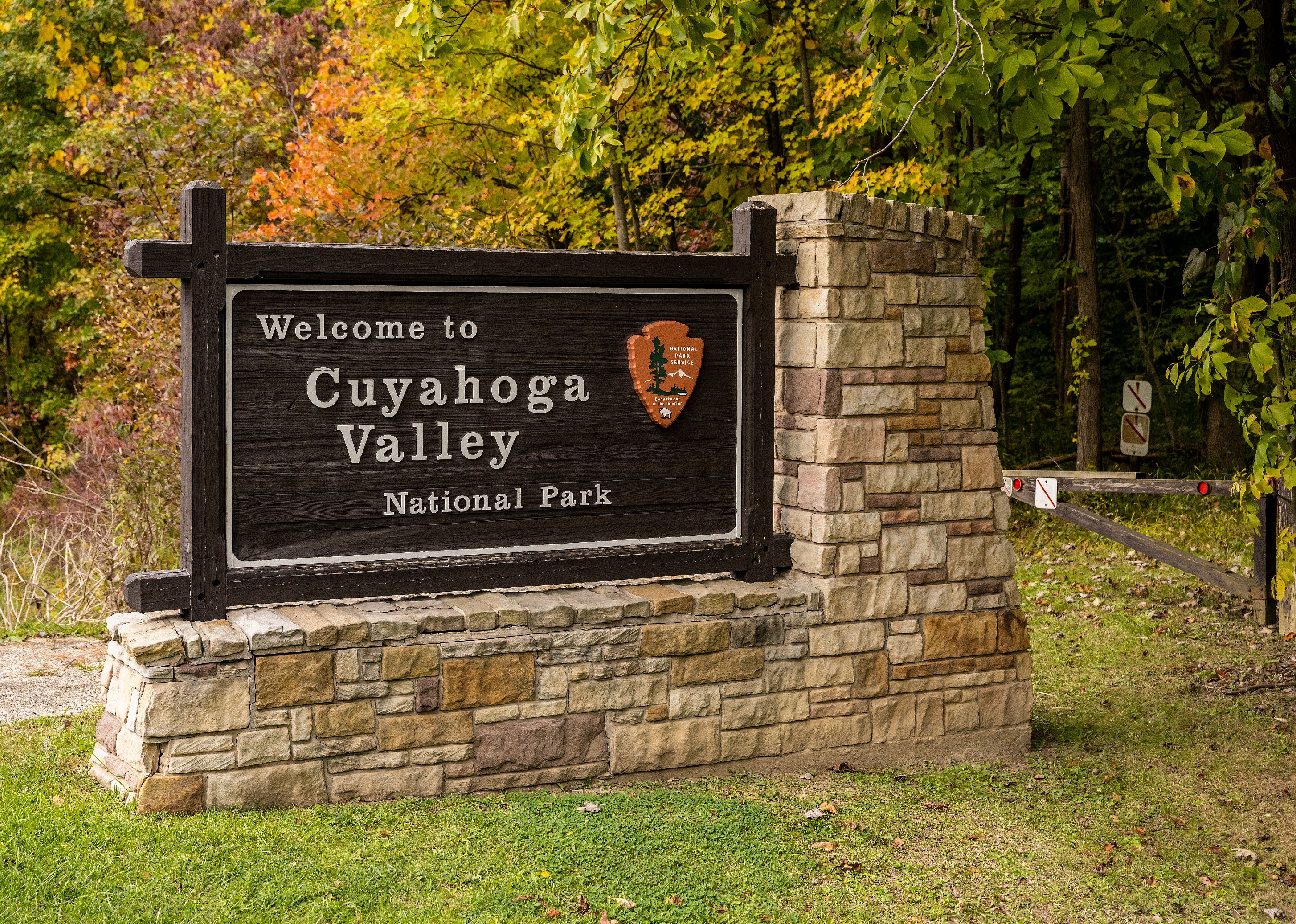 Welcome sign In Cuyahoga Valley National Park.