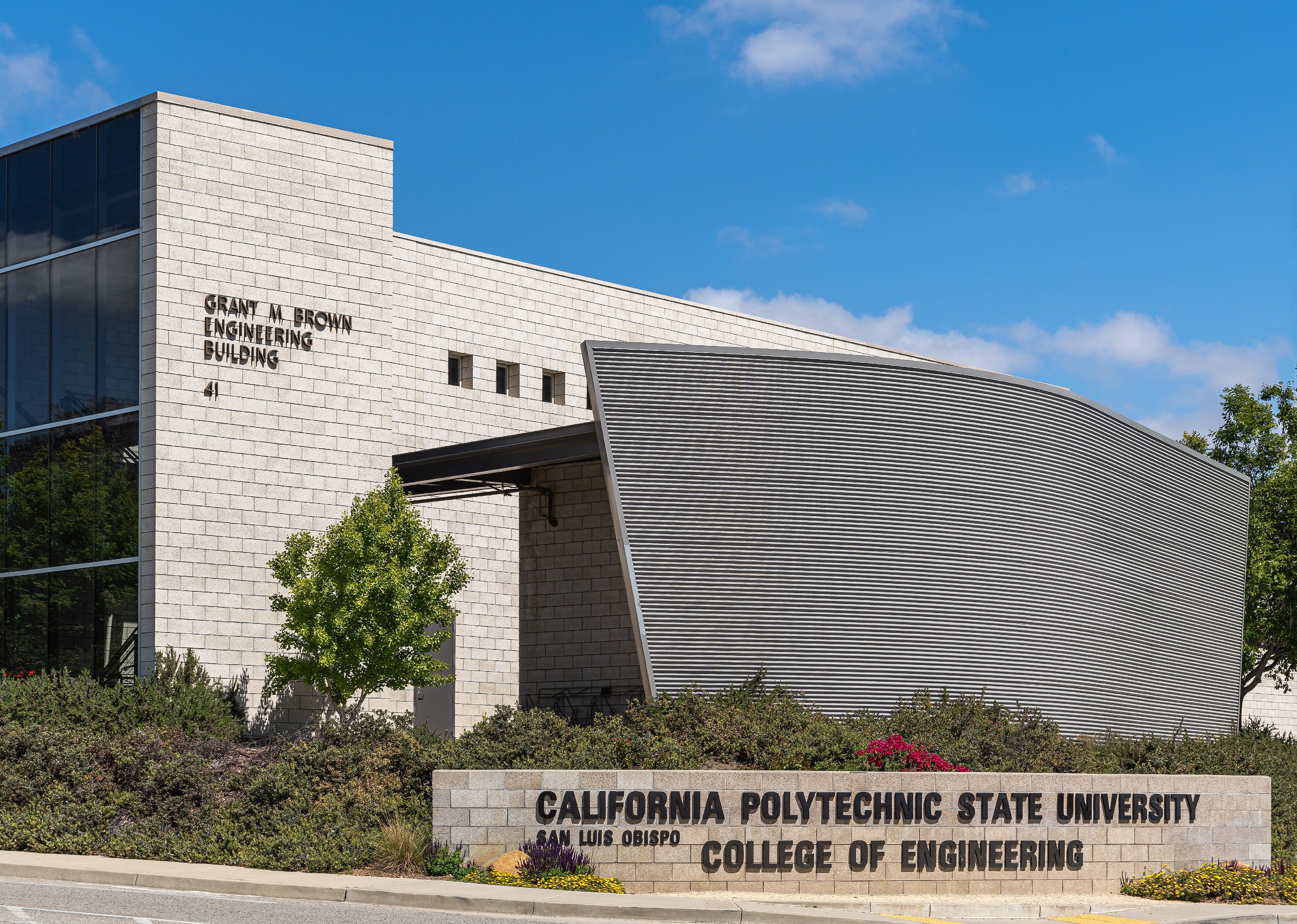 Grant M. Brown engineering building on street intersection