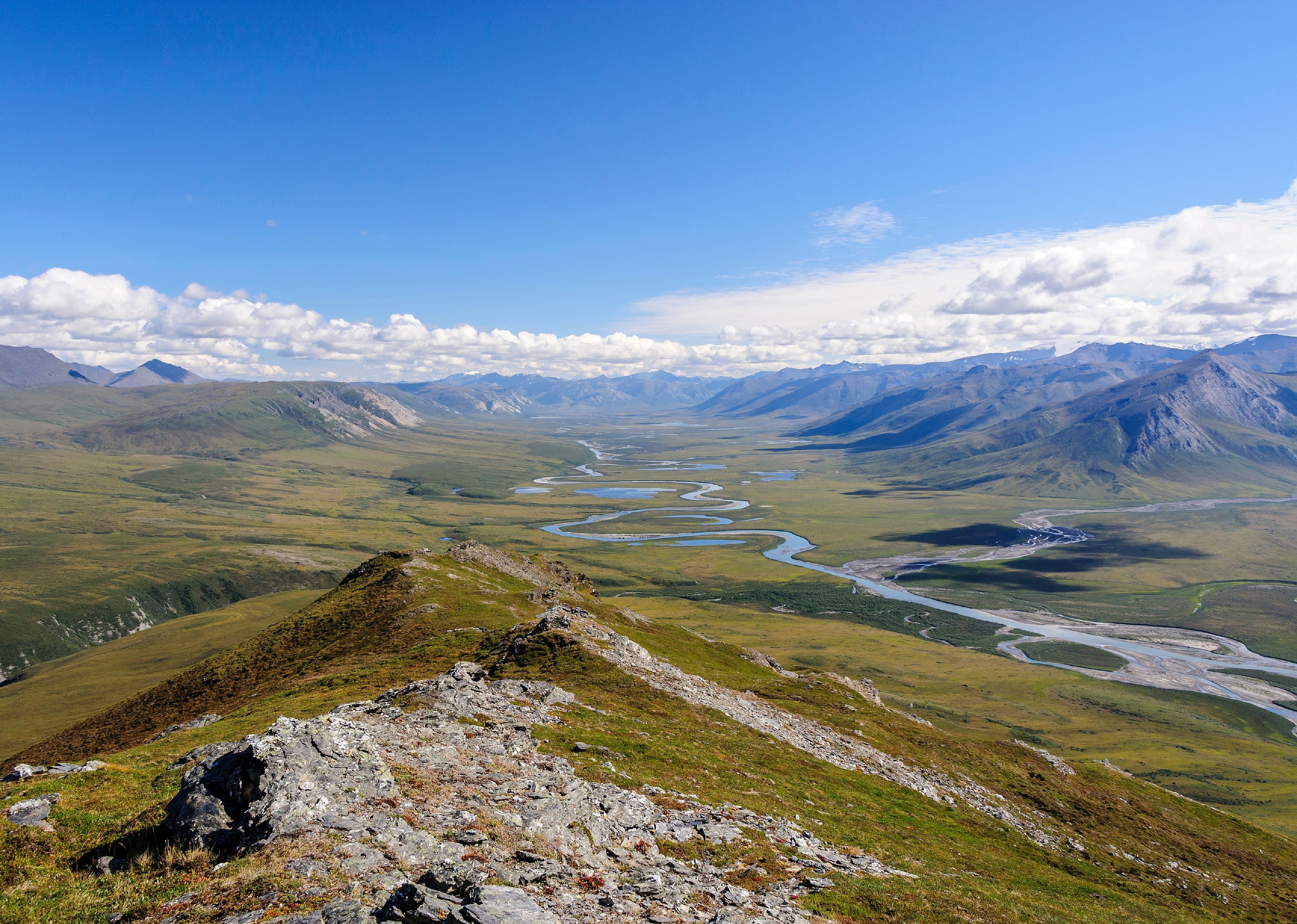 Aerial of the Gates of the Arctic National Park.