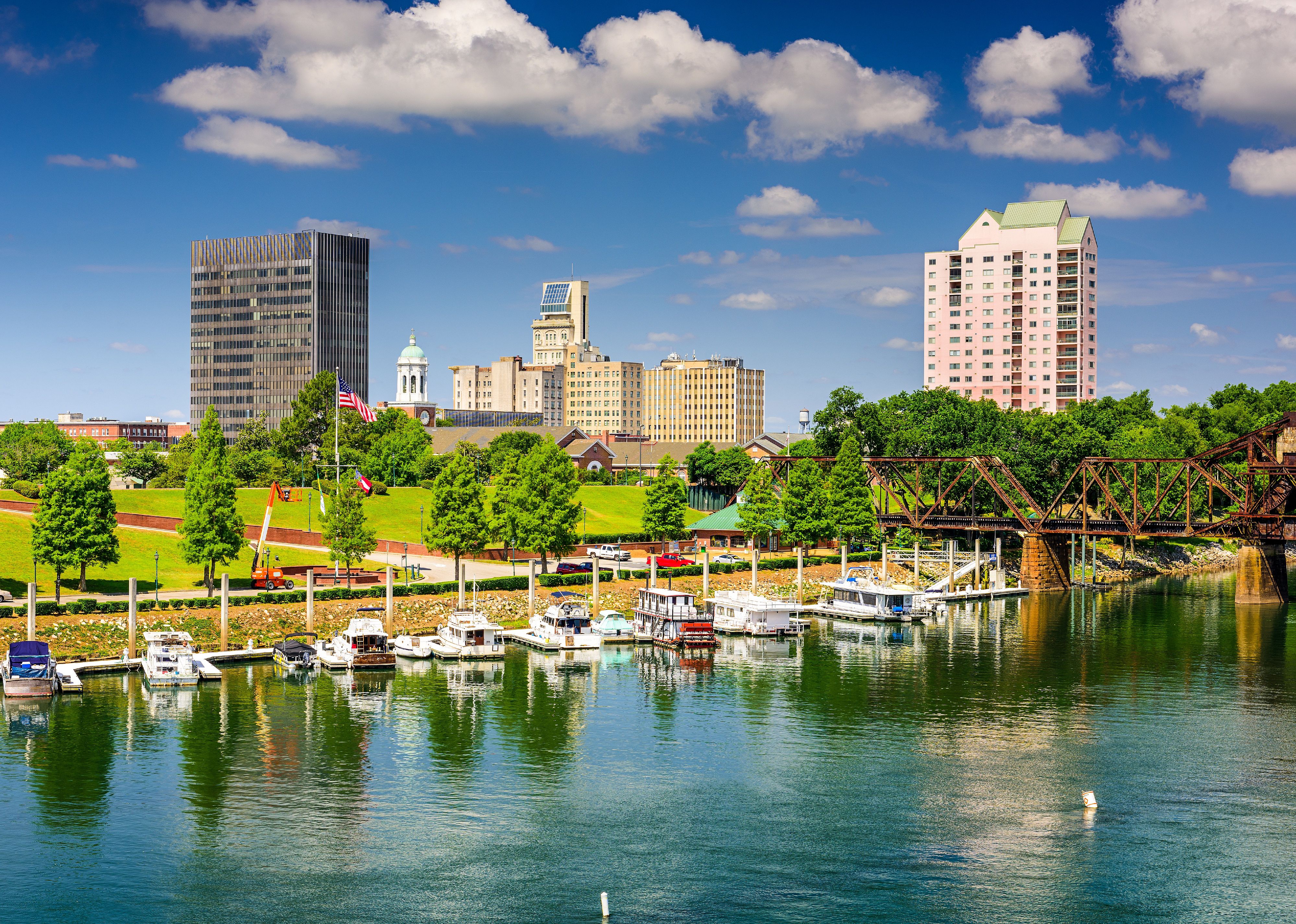 Augusta downtown skyline on the Savannah River.