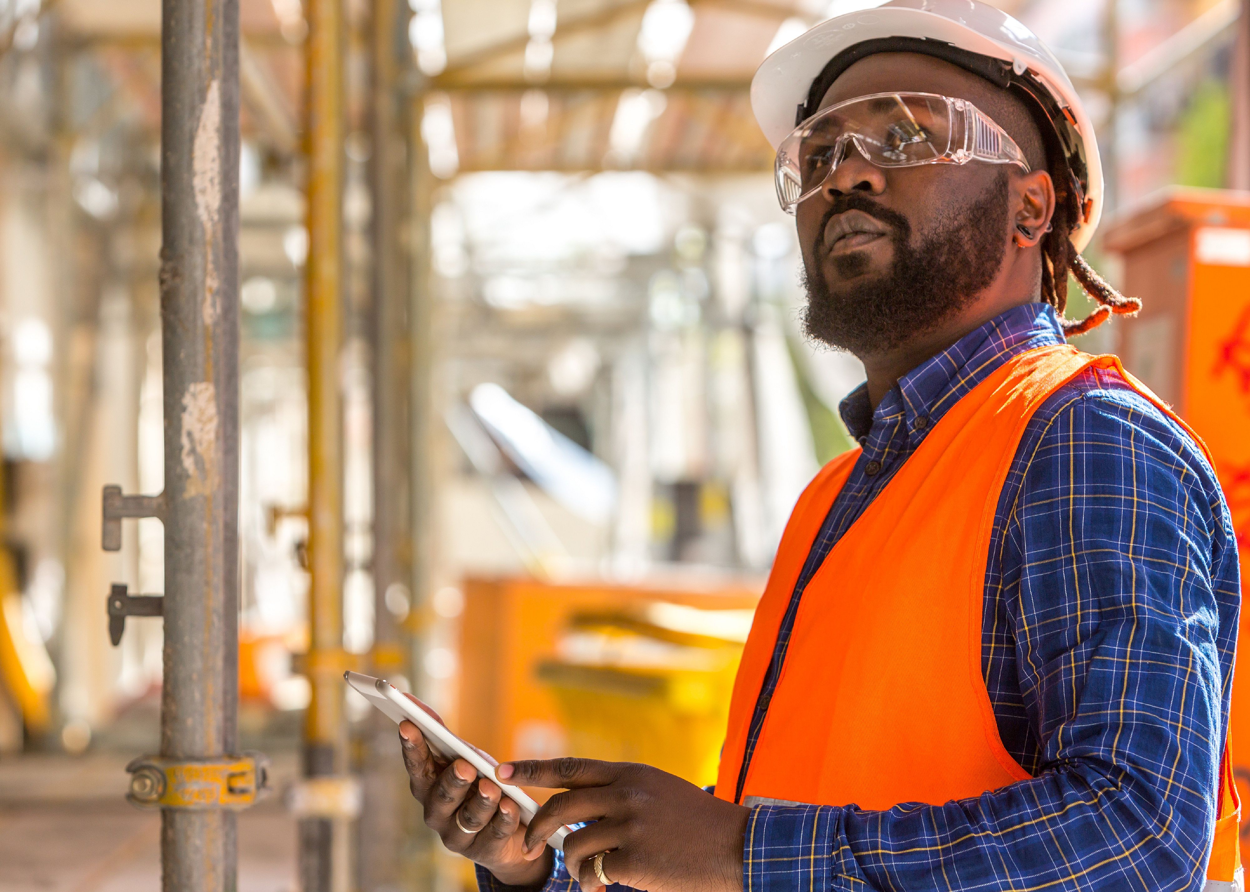 A construction helper on a job site