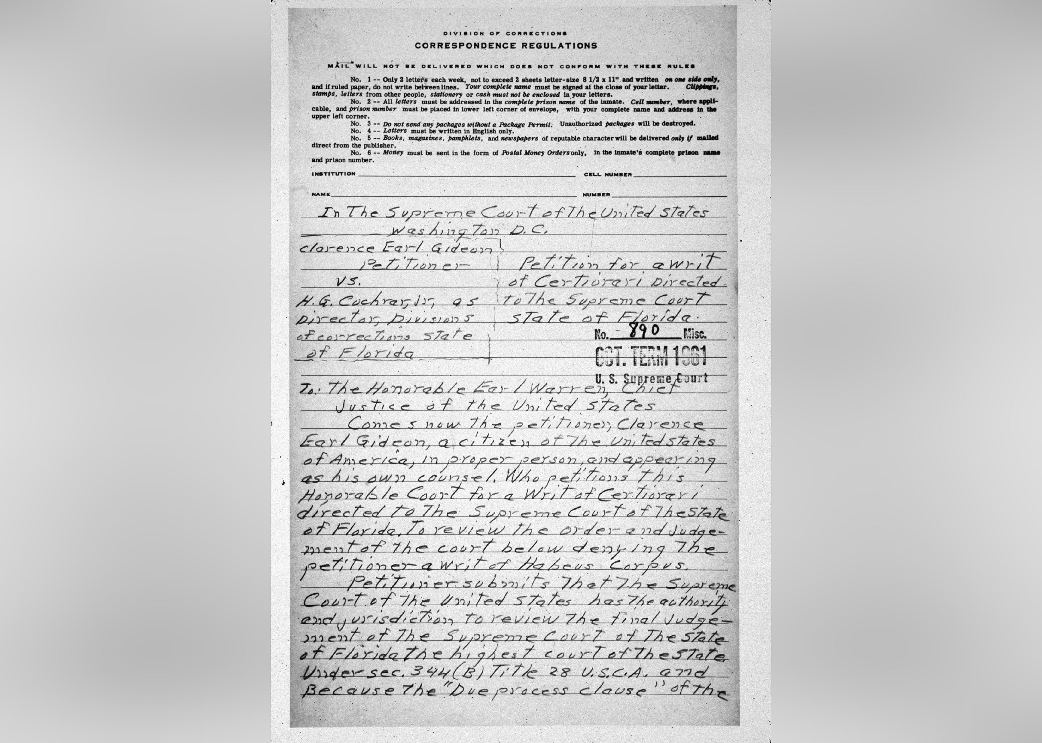 1963: Gideon v. Wainwright