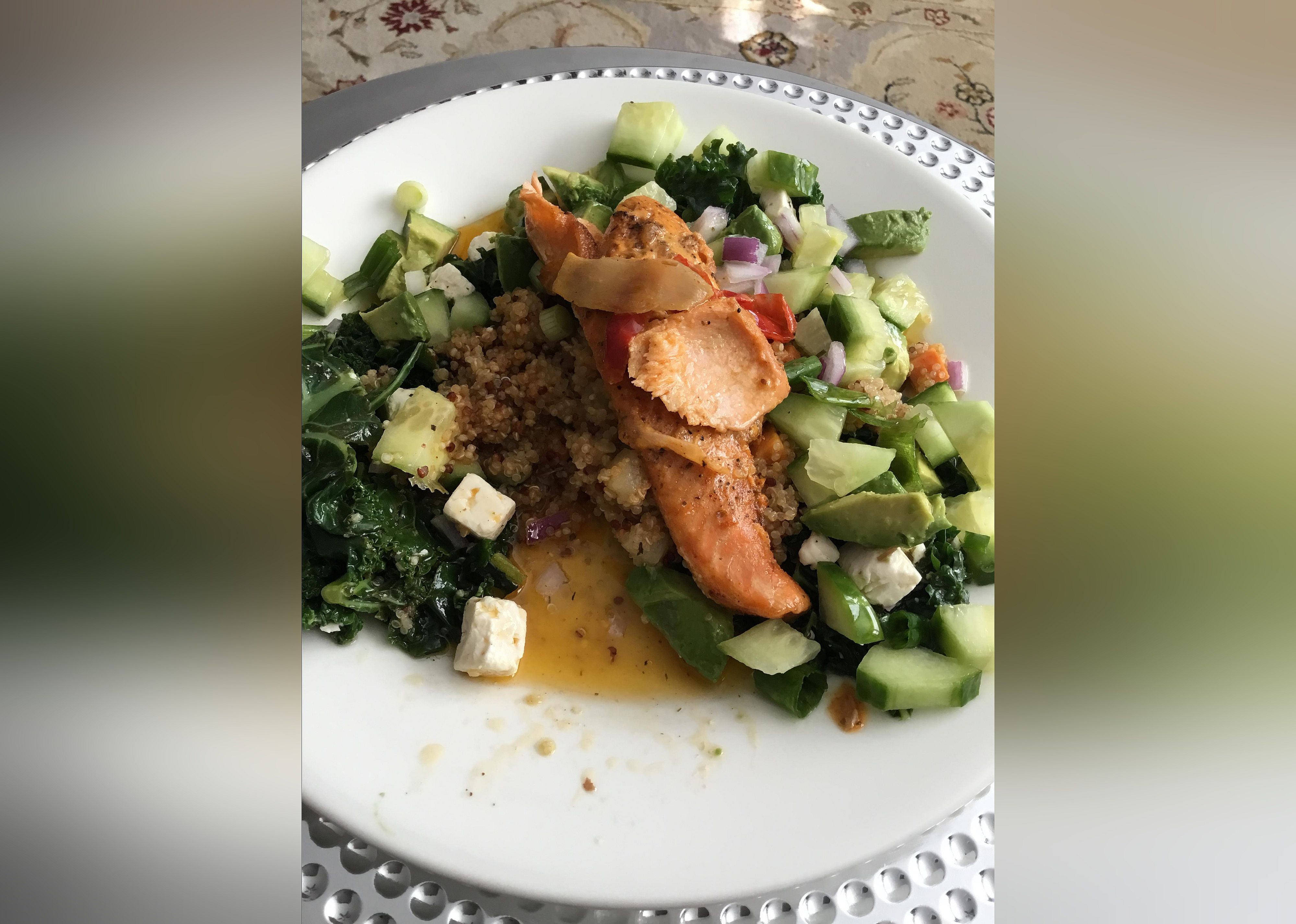 Kale, Quinoa, and Avocado Salad with Lemon Dijon Vinaigrette