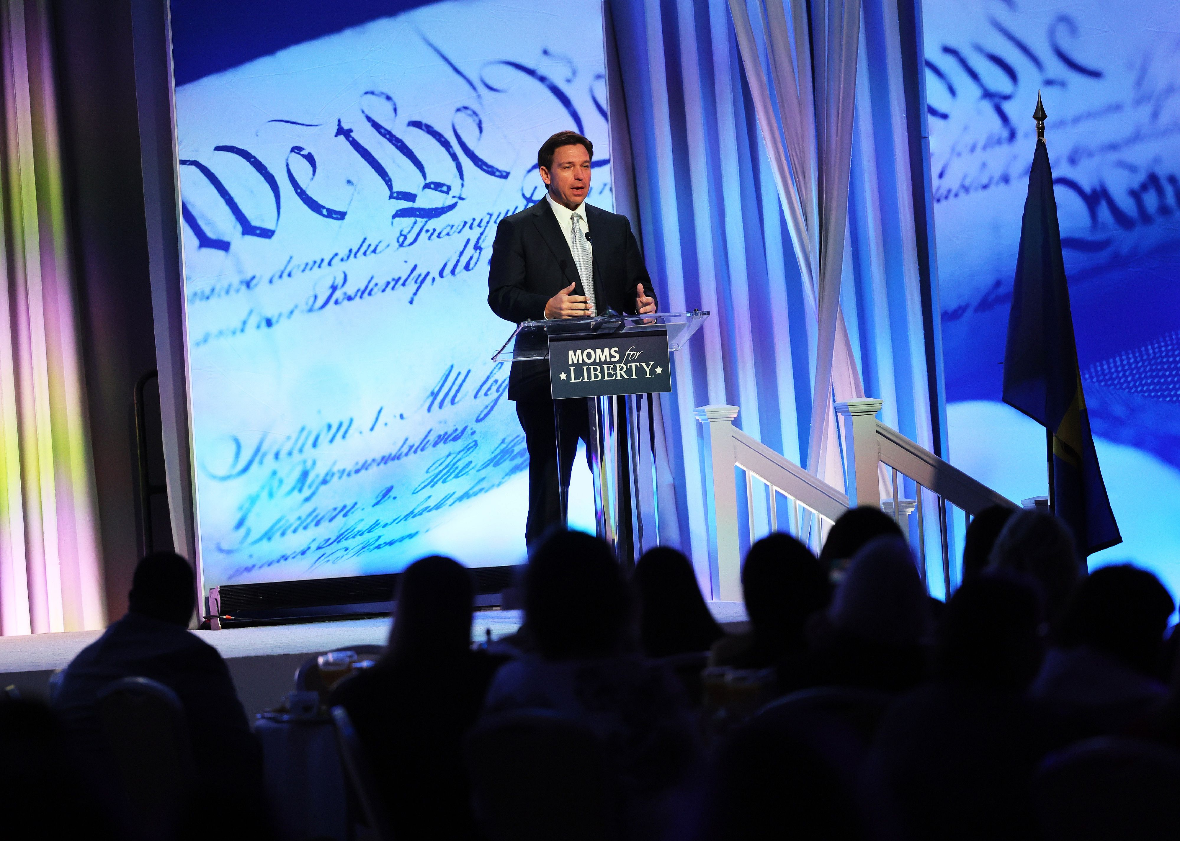 Ron DeSantis speaks during the Moms for Liberty Joyful Warriors national summit.