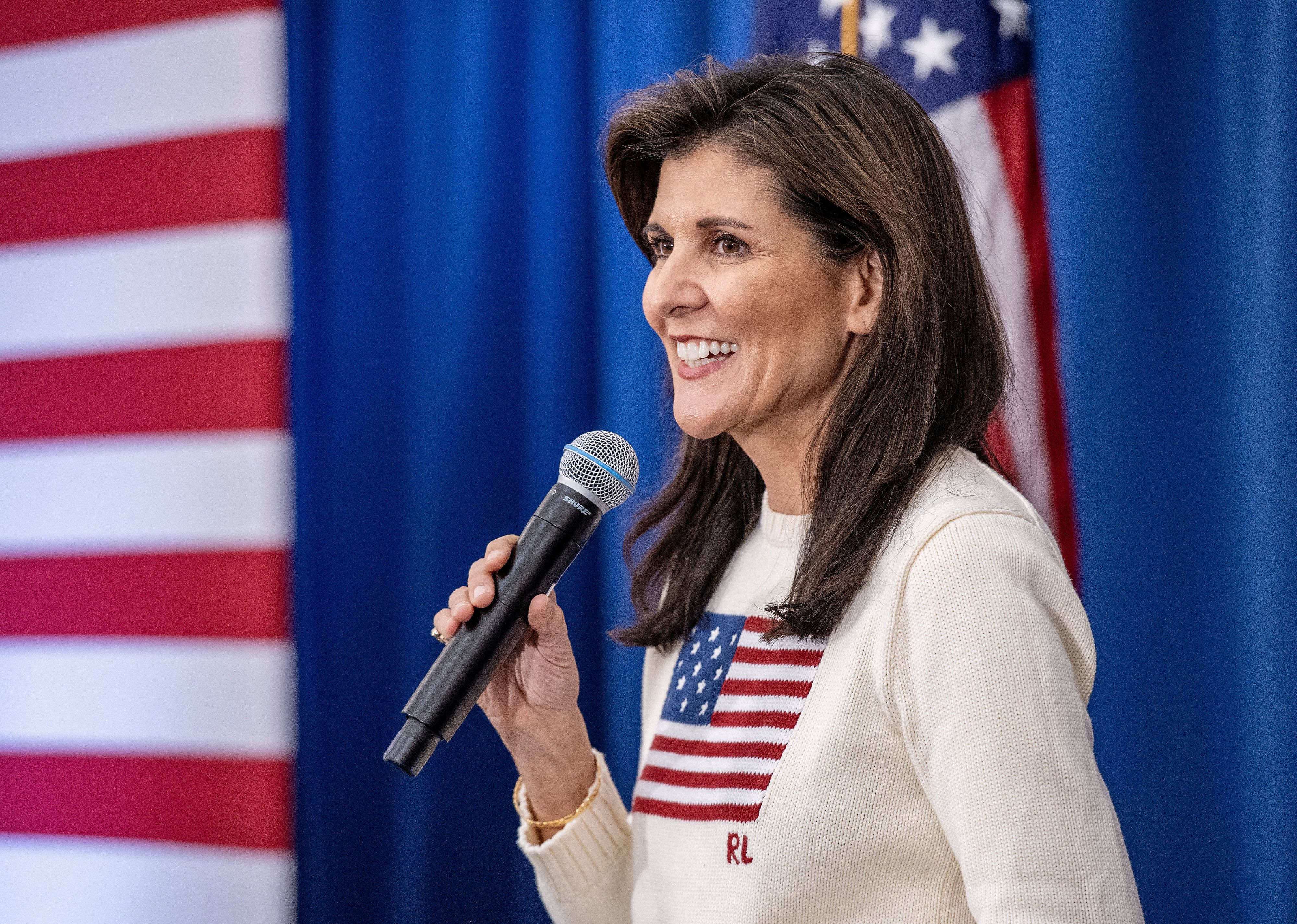 Nikki Haley speaks during a get-out-the-vote Pizza and Politics campaign event.