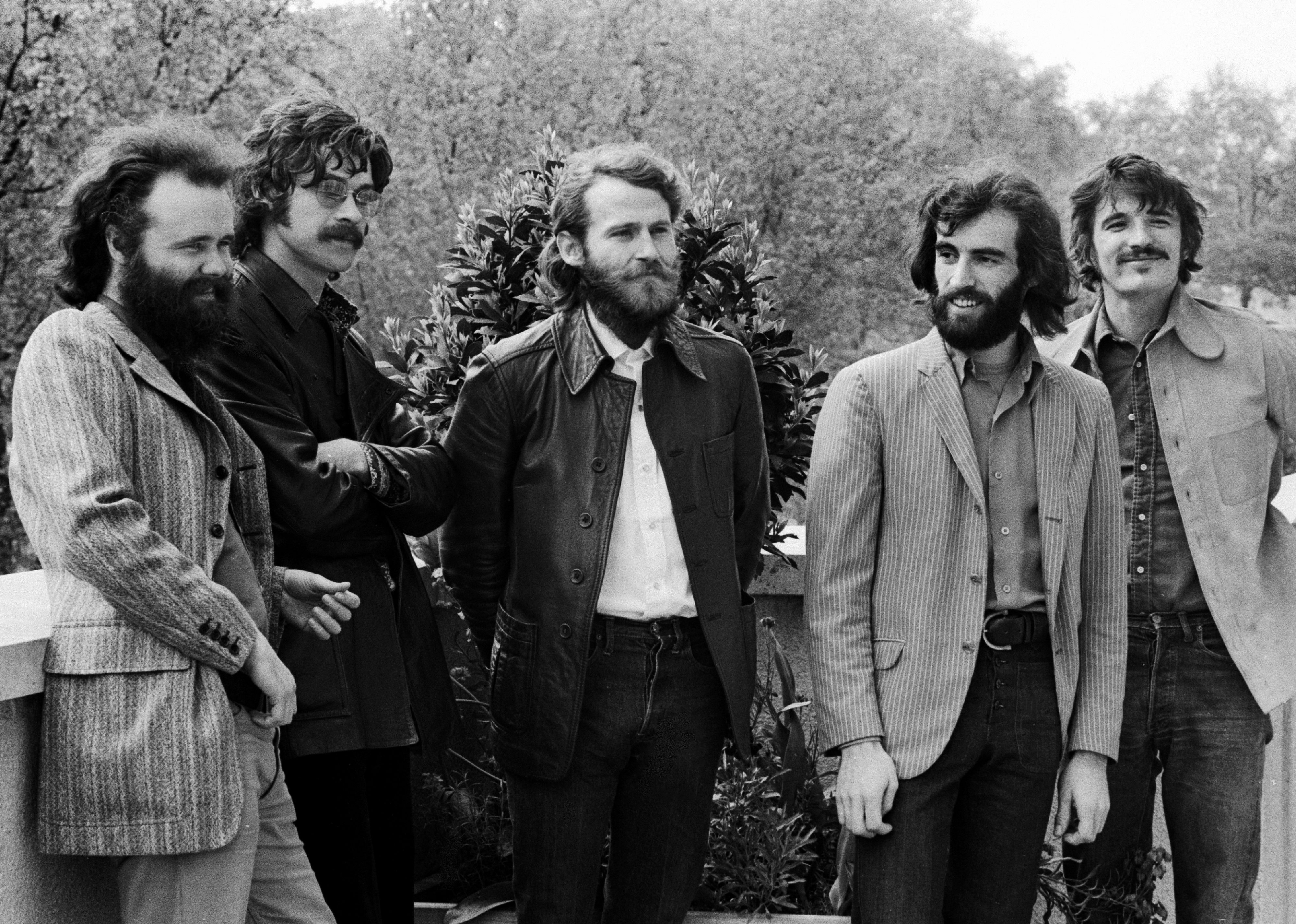 The Band outside on a baldony.