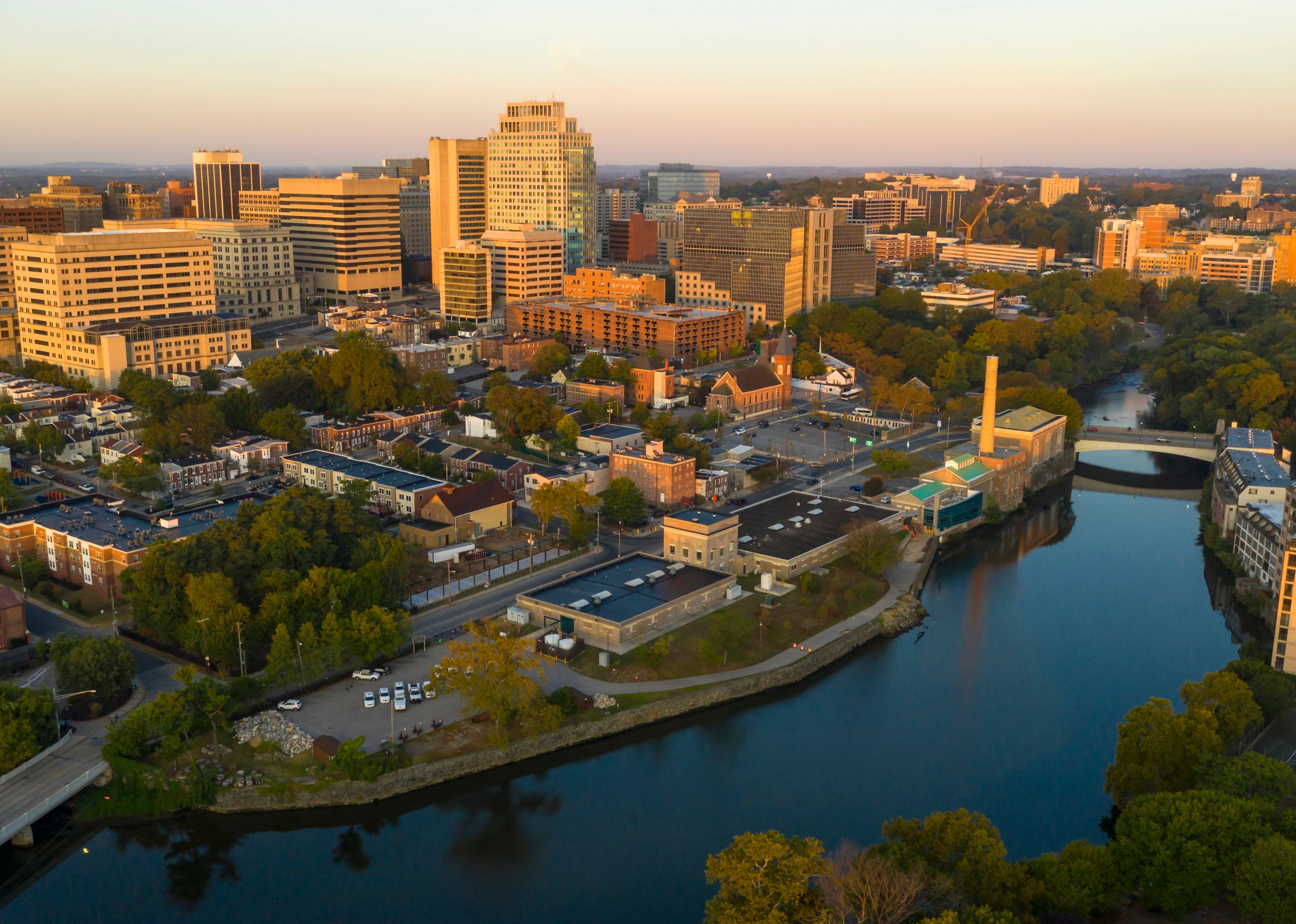 Morning light on the buildings of downtown Wilmington.