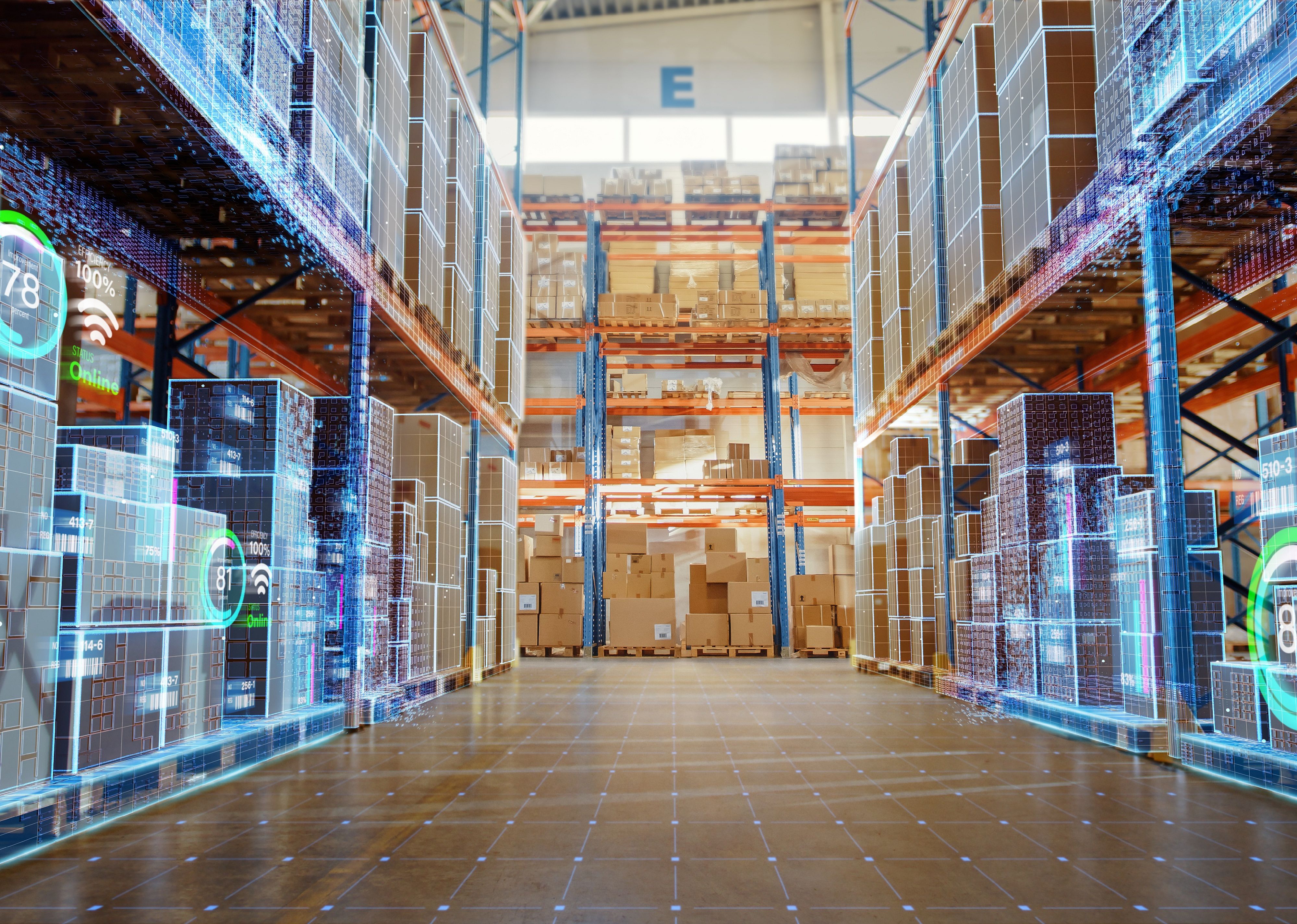 Futuristic concept of a retail warehouse