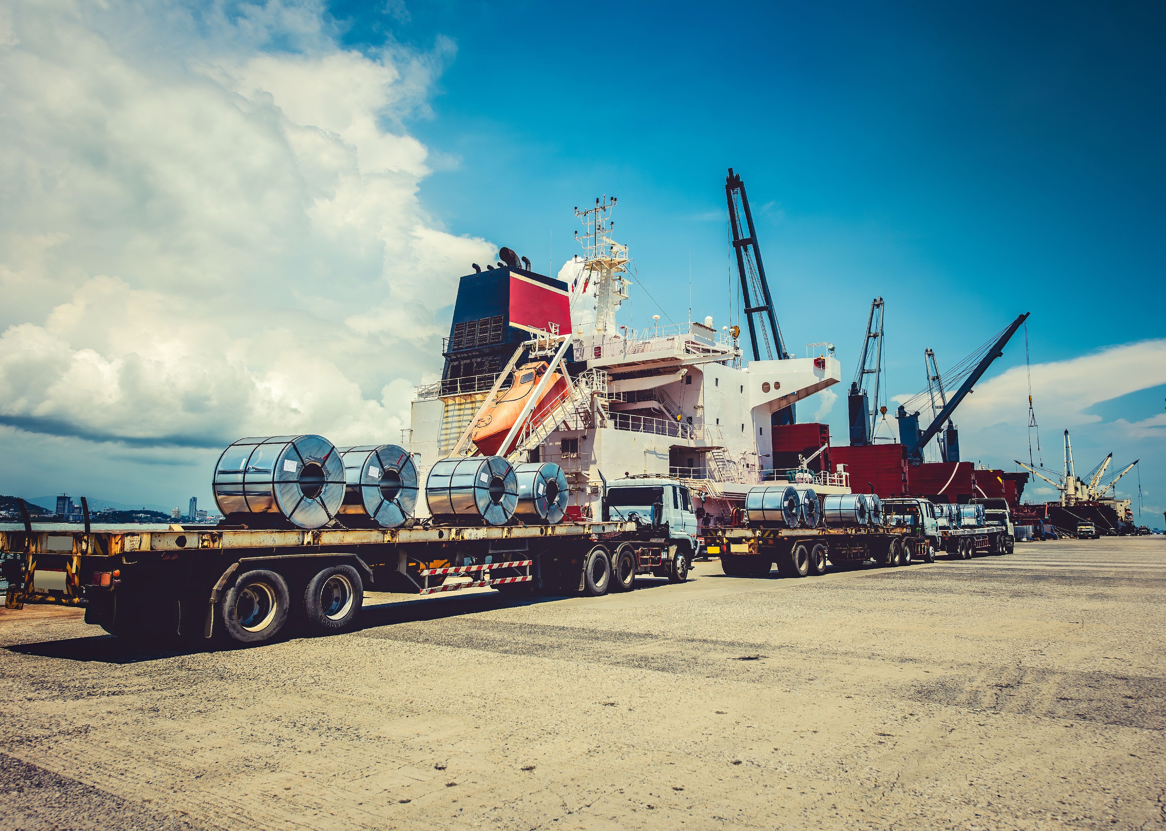 General cargo shipments in a port terminal.