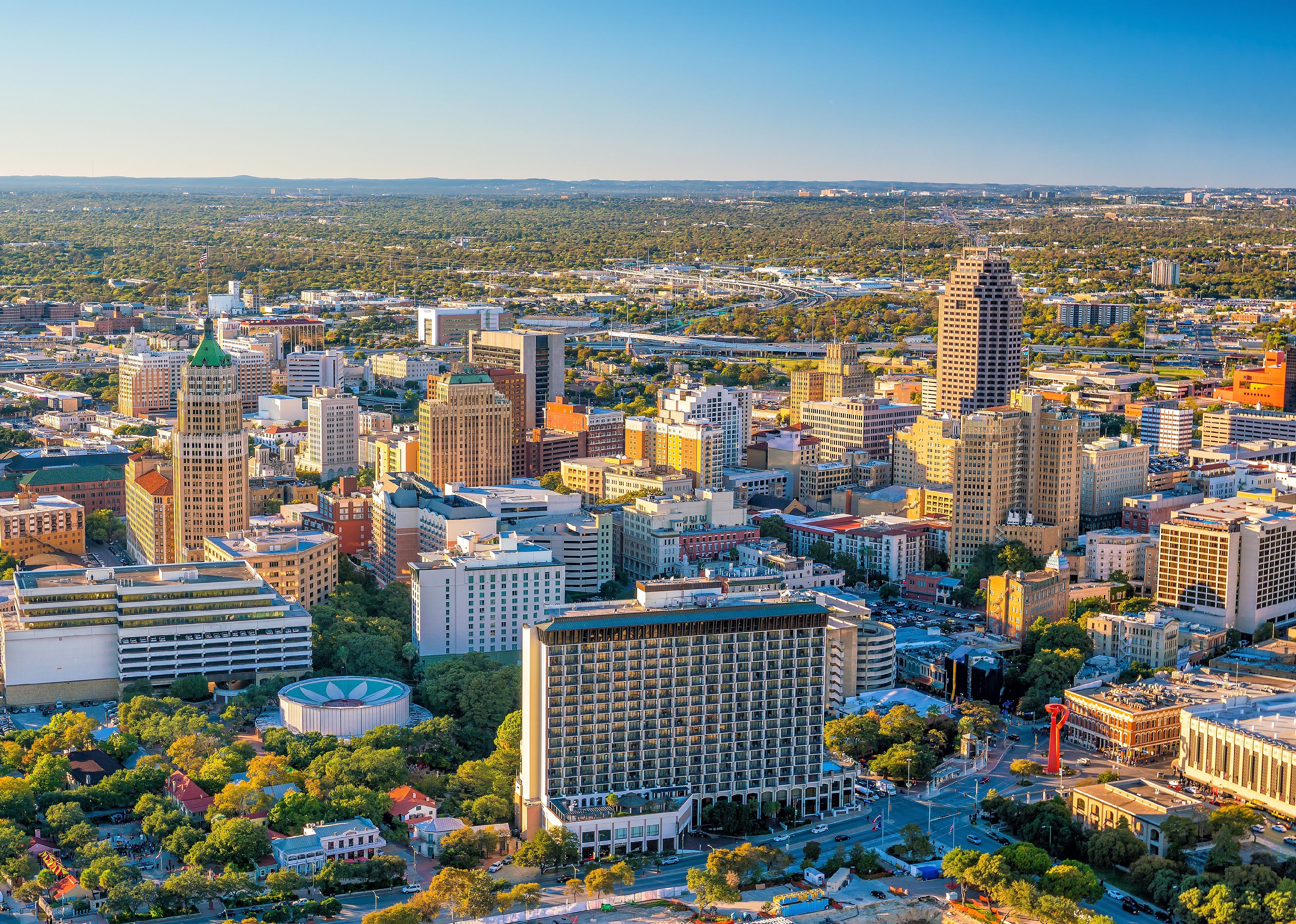 Top view of downtown San Antonio.