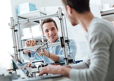 Students working on a technology project
