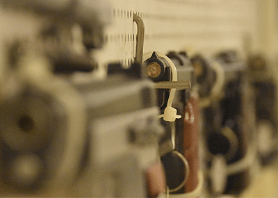 Guns hanging in a store