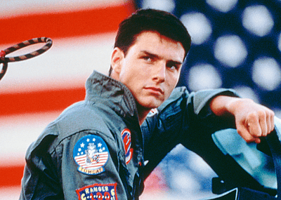 American actor Tom Cruise, as Lieutenant Pete 'Maverick' Mitchell, in a promotional portrait for 'Top Gun', directed by Tony Scott, 1986.