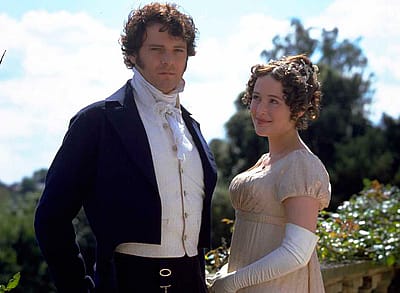 Actors Colin Firth and Jennifer Ehle as Mr. Darcy and Elizabeth Bennet in the miniseries 'Pride and Prejudice,' circa 1995.
