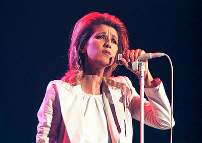 Celine Dion performs 'My Heart Will Go On' on stage in 1997.