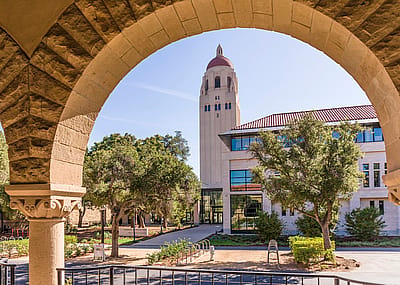 A view of the Main Quadrangle and Memorial Church on the Stanford University campus before a game between Stanford and Arizona State on September 30, 2017.
