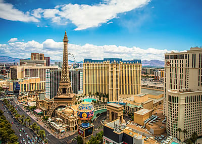An aerial view of Las Vegas.