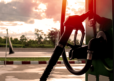 A gas nozzle at a gas station.