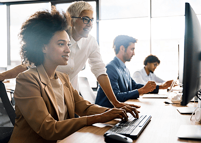 A group of business people working together