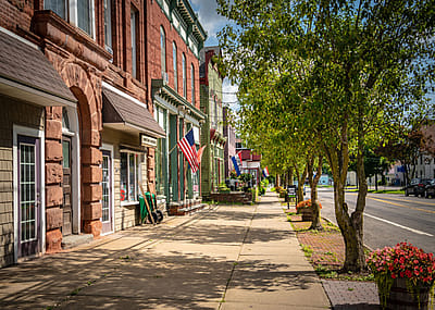 A small town main street.