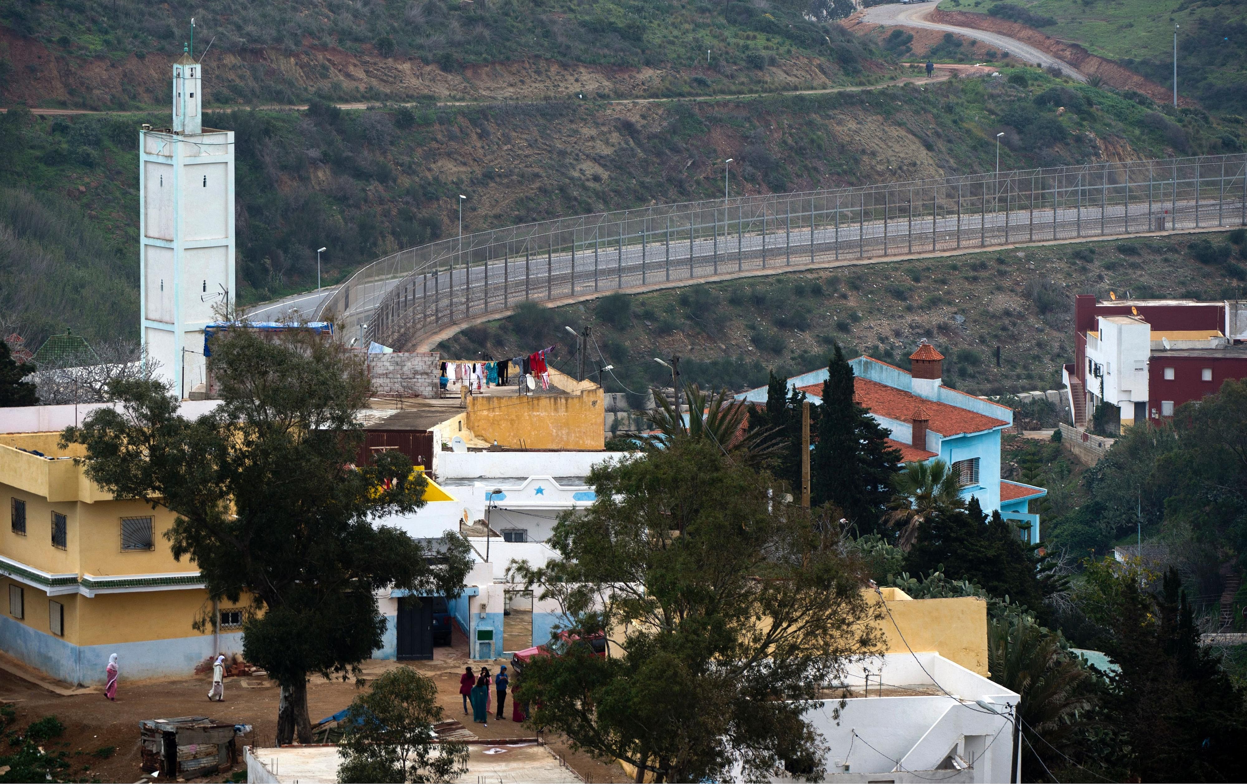 Spain-Morocco border fence at Ceuta