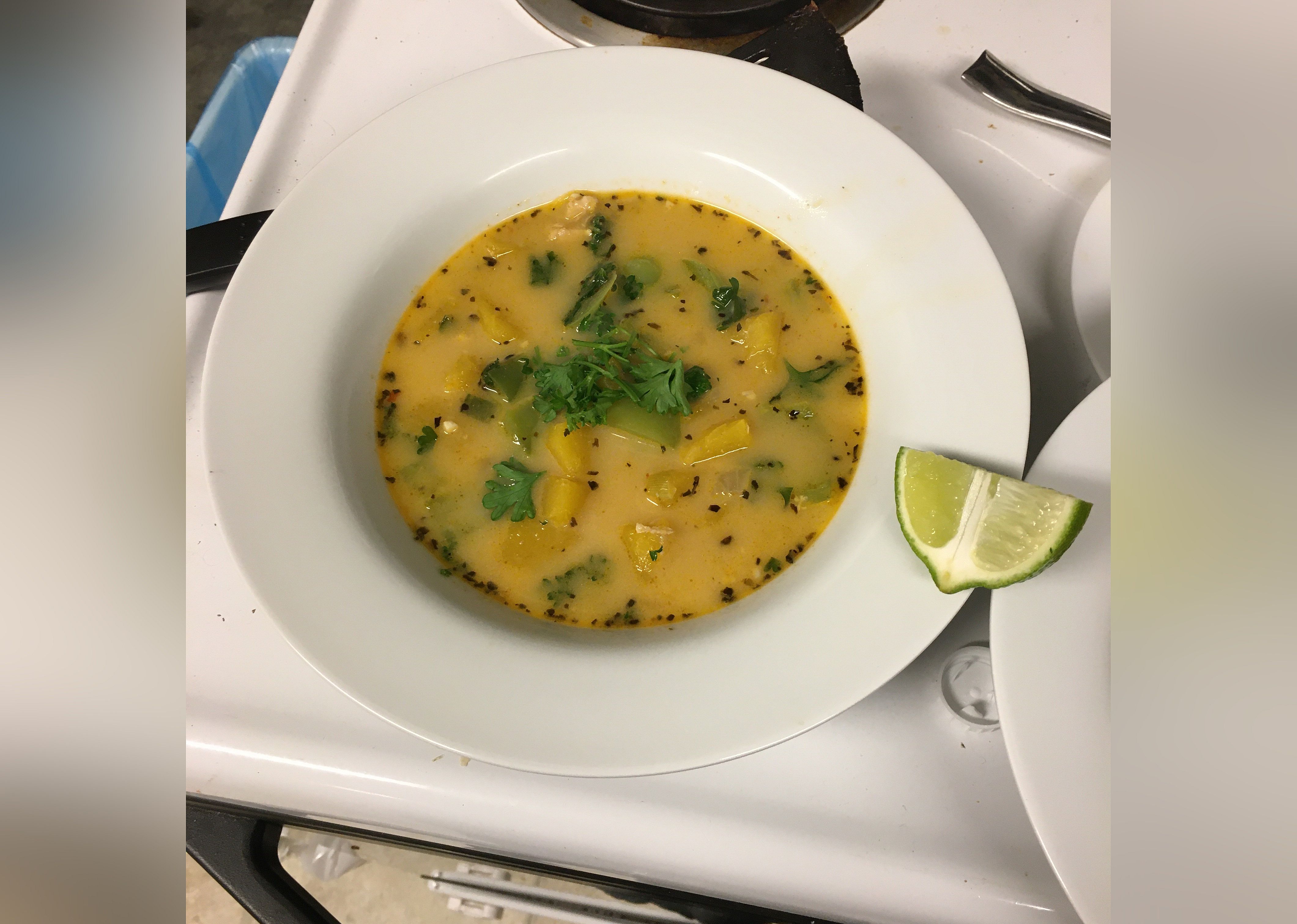 Red Curry Chicken and Pumpkin Soup