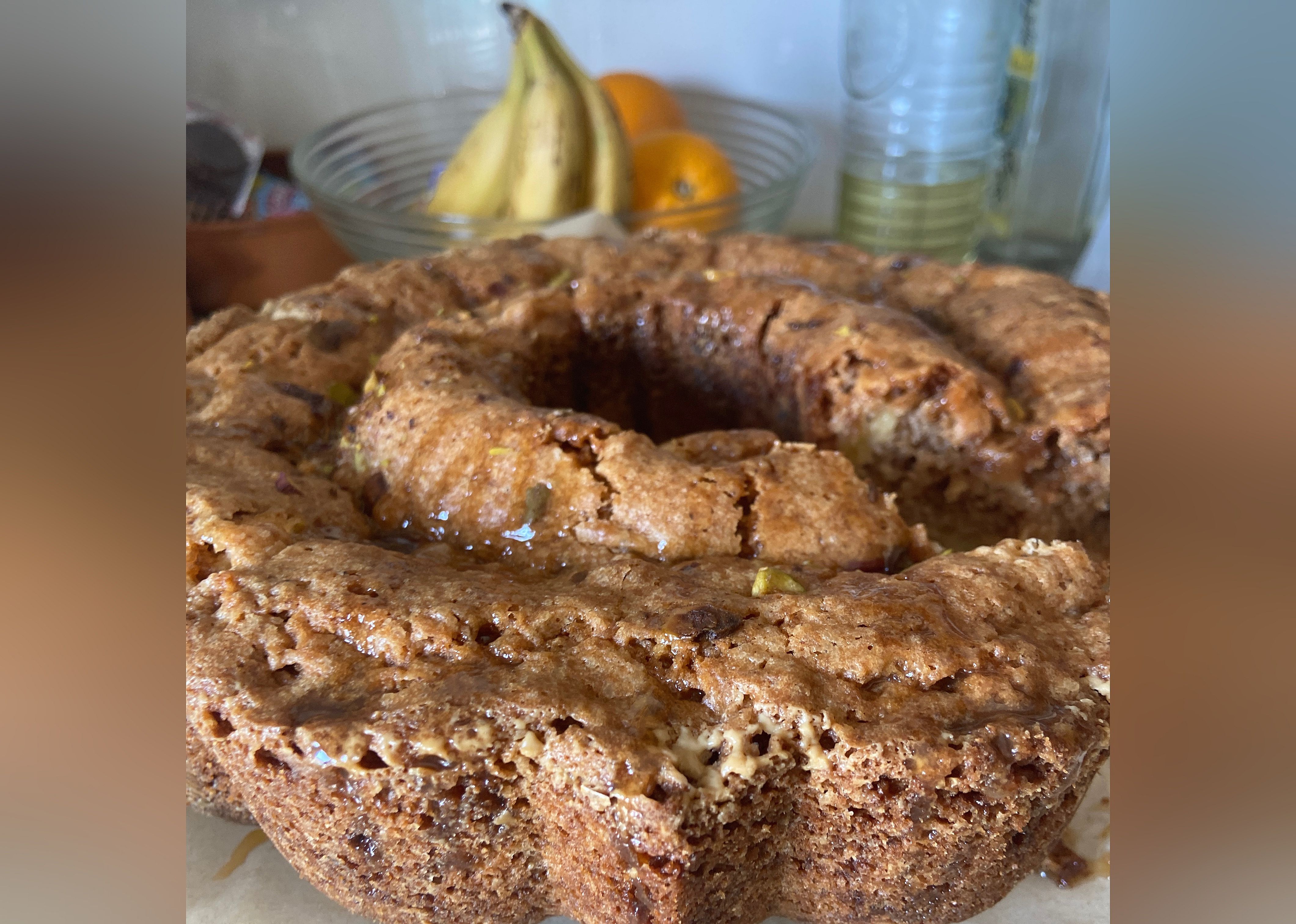Apple Harvest Pound Cake with Caramel Glaze