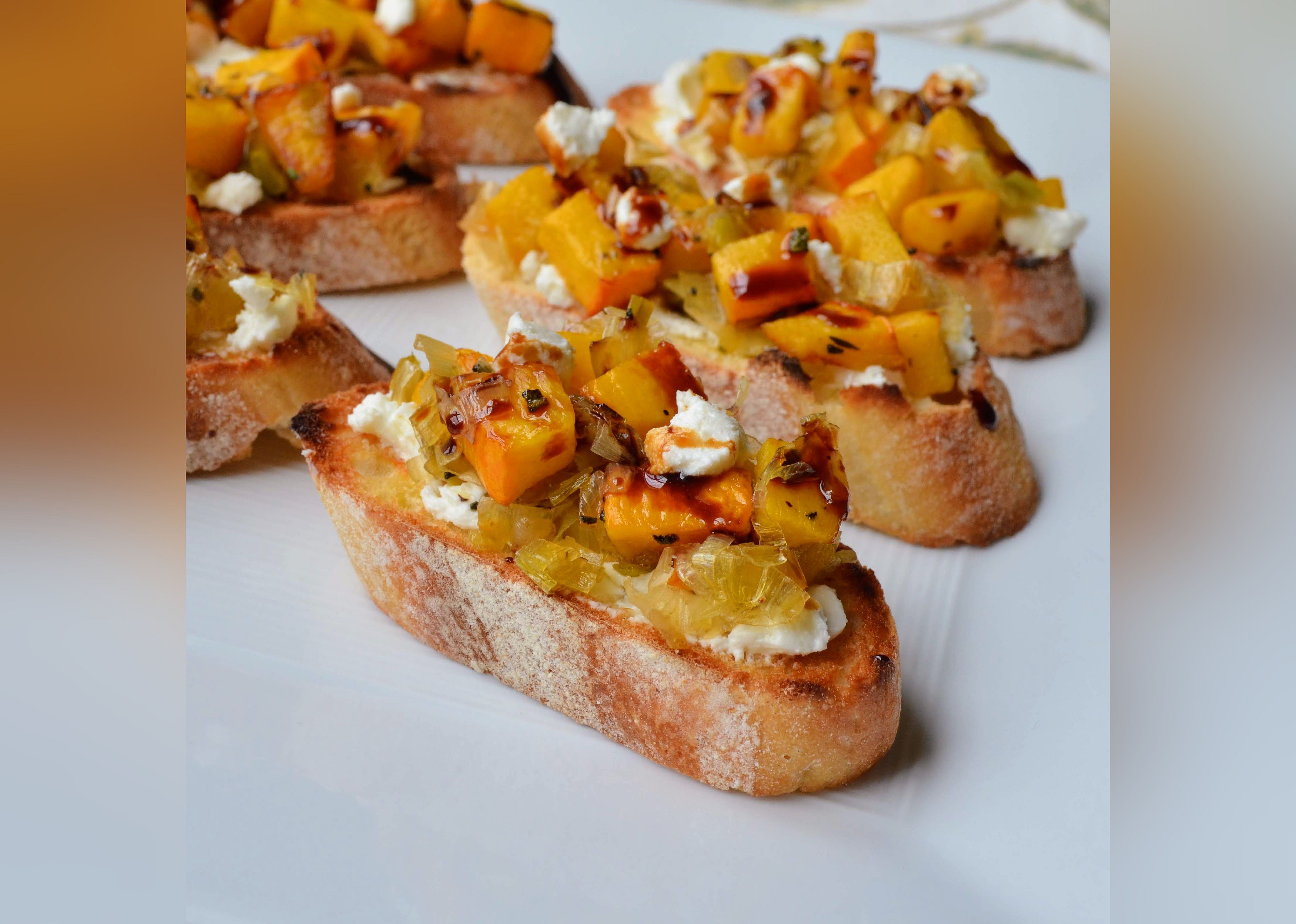 Roasted Pumpkin and Goat Cheese Crostini