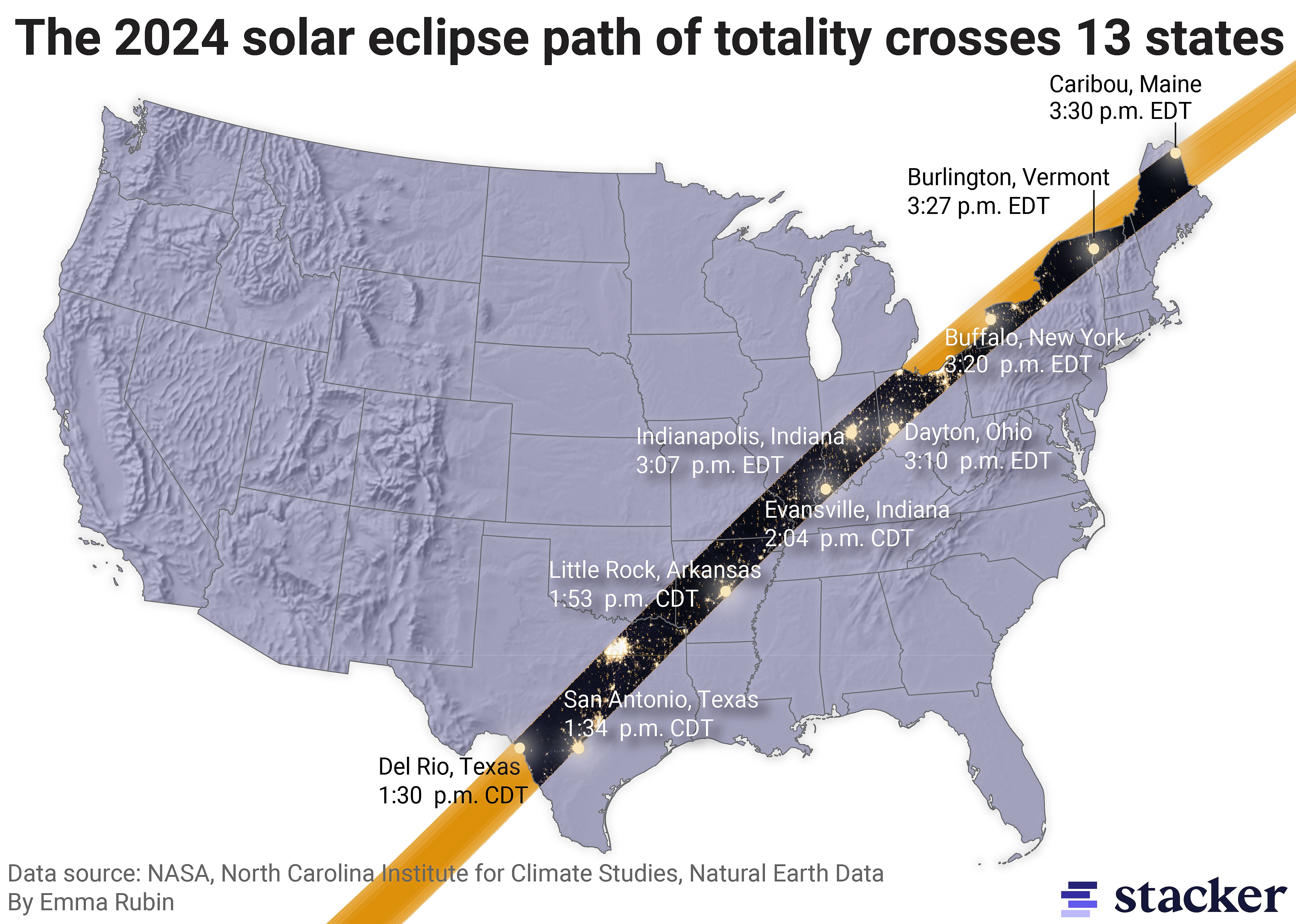 Mapping the path of totality across the US