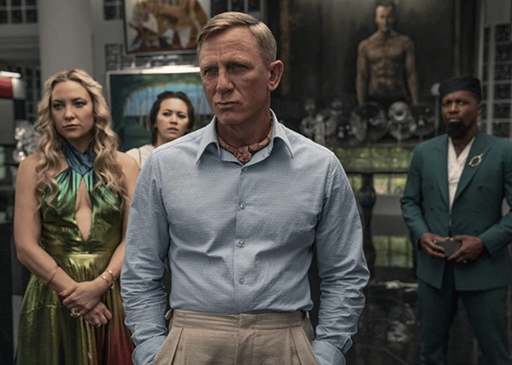 Kate Hudson, Daniel Craig, Leslie Odom Jr.,and Jessica Henwick in ‘Glass Onion’.