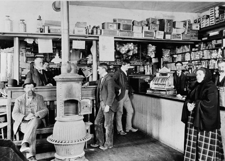 People gathered in general store