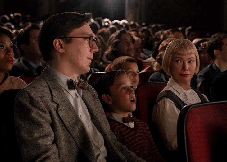 Paul Dano, Michelle Williams, and Mateo Zoryan in ‘The Fabelmans’.