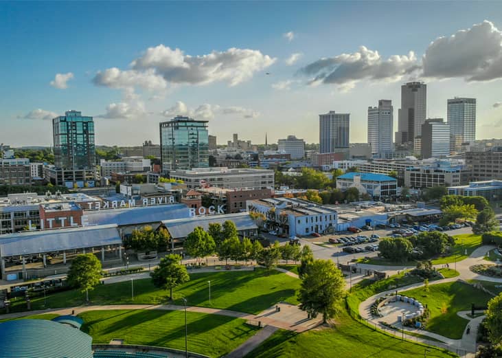 Little Rock skyline in afternoon.