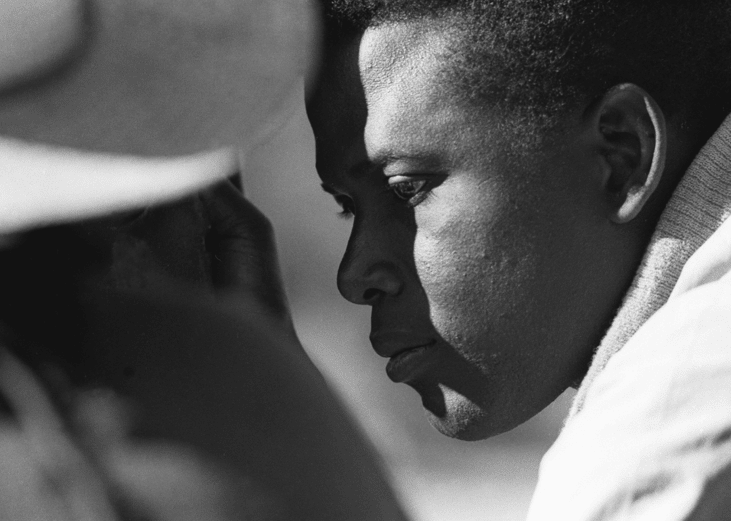 Sidney Poitier portrait on set.