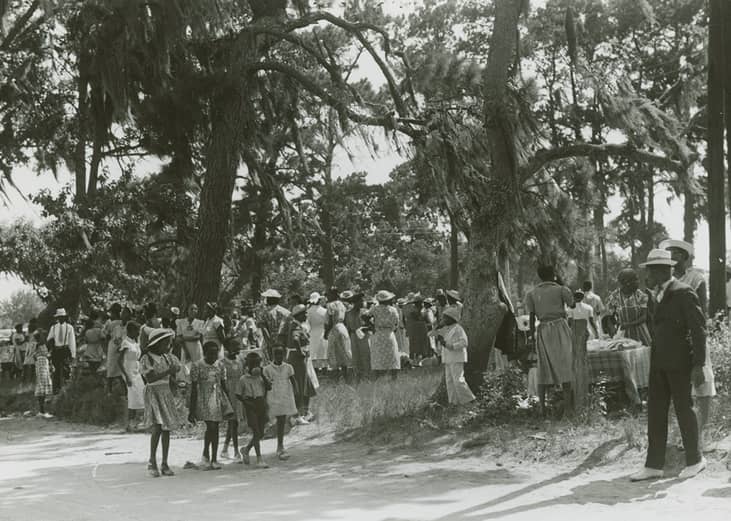 African Americans celebrating the Independence Day and picnicking in a park.