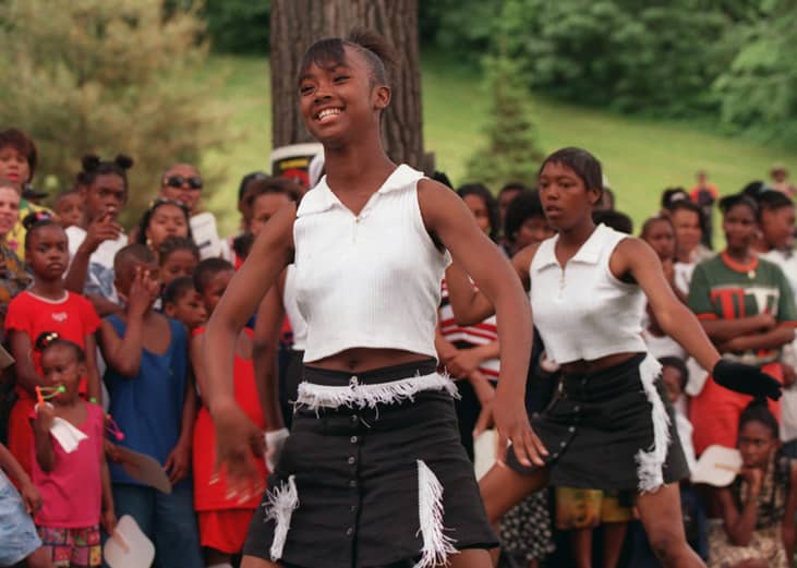 Members of a dance troupe perform in Theodore Wirth Park in Minneapolis.