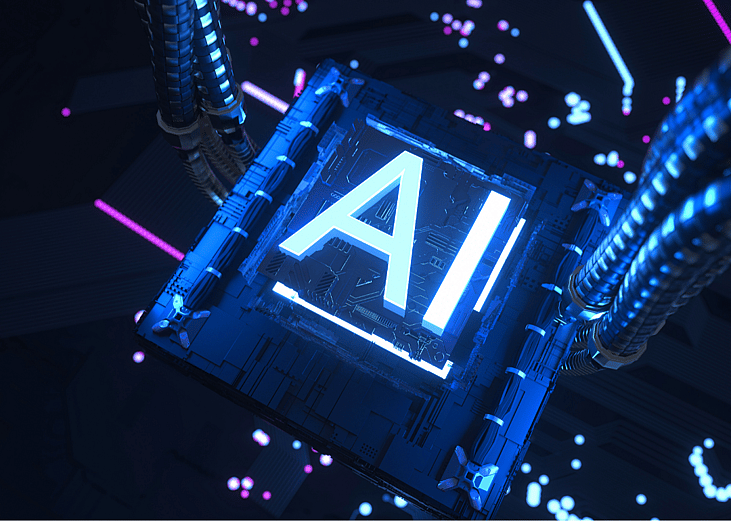 A digital, conceptual representation of artificial intelligence.
