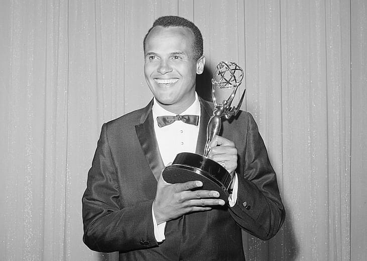 Harry Belafonte with his Emmy Award in 1960.