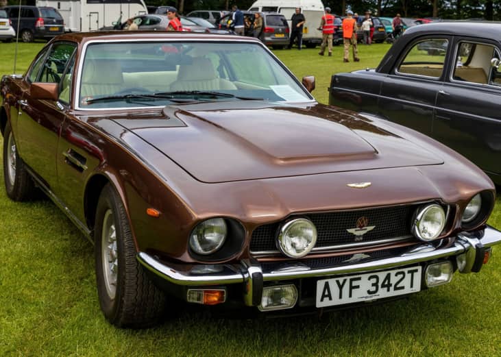 A  1979 Aston Martin V8 at a car show in Bath, England.