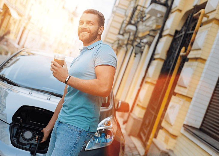 Man charging EV