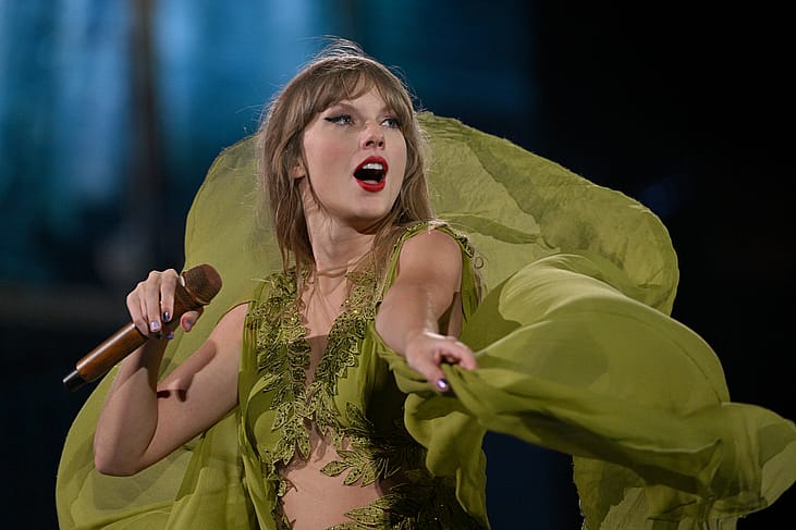 Taylor Swift performs onstage during night two of Taylor Swift | The Eras Tour at GEHA Field at Arrowhead Stadium on July 08, 2023 in Kansas City, Missouri.