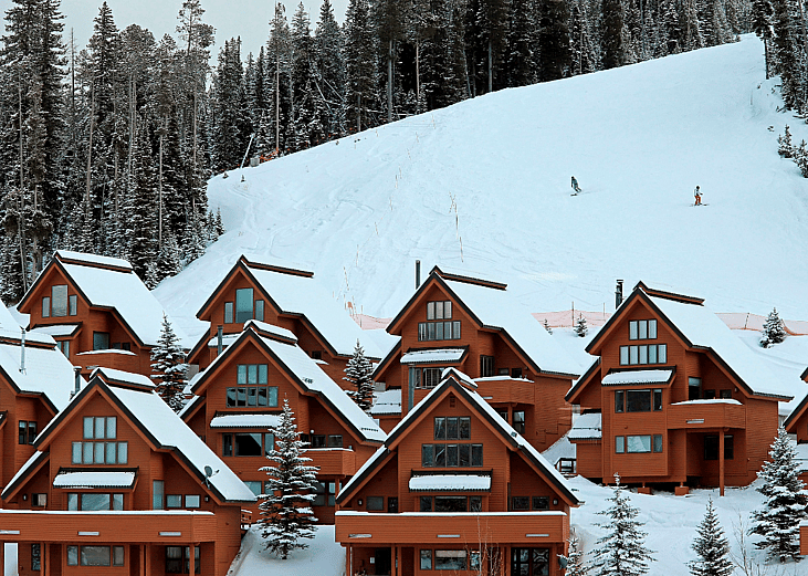 Ski runs and condos at the Big Sky Ski resort in south central Montana. 