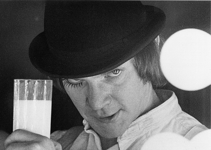 Malcolm McDowell performs in a scene from the movie " A Clockwork Orange" directed by Stanley Kubrick.