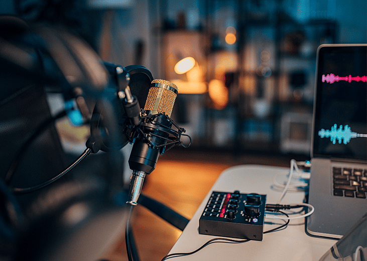 photo of podcast recording studio