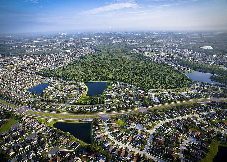 Aerial view of Kissimmee, Florida.