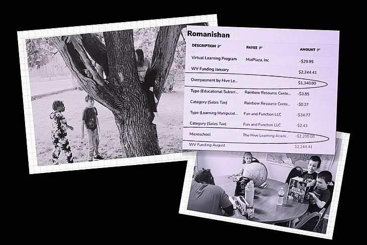photo illustration showing students from microschool and receipt of payments